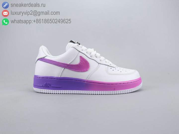 NIKE AIR FORCE 1 LOW '07 SE WHITE PURPLE UNISEX LEATHER SKATE SHOES